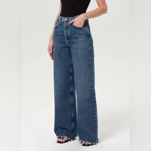 AGOLDE Dame High Rise Wide Leg No Cuff jeans, Blue, Size 27 EUC